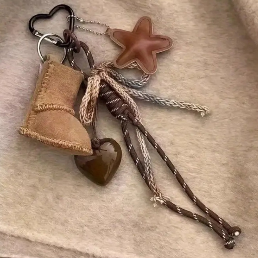 Mini Snow Boot and Heart and Star Bag Charm Keychain